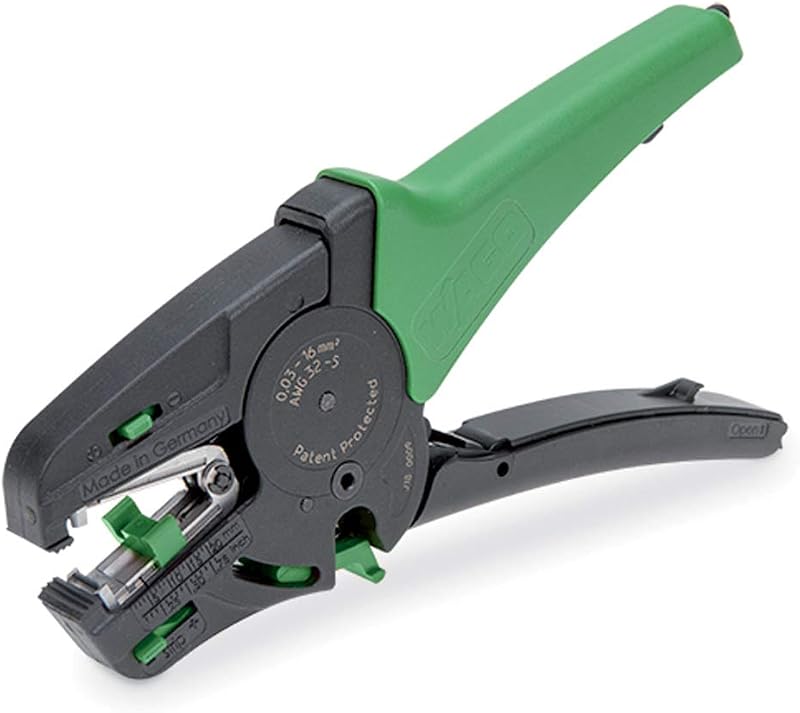 206-1125 | WAGO Quickstrip Vario Wire Stripper| Integrated Wire Cutter | 32-6 AWG | [Pack of 1],Green/Black