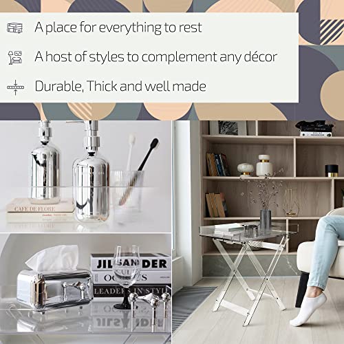 Modern Design | Acrylic Side Table Deluxe | Clear Folding Tray End Table Chic Accent Side End Table - Kitchen And Bar Serving Table #TOP2