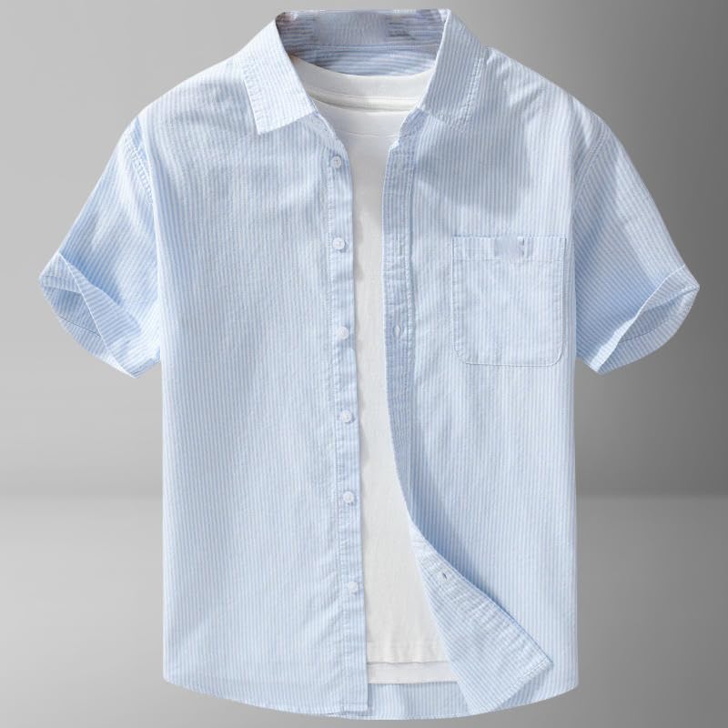 Chemise d'été Oxford rayée coupe ample manches courtes style décontracté