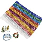 手芸モール キラキラ 約100本 カラーモール 10色混色 6mm クラフトモール DIY手作り素材 モールフラワー インテリア飾り/手芸用 工作モール クリスマス/記念日/誕生日/母の日/バレンタインデー贈り物(キラキラ10色) image