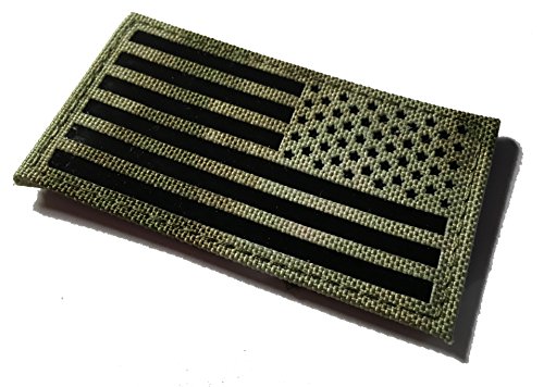 REVERSED Universal Pattern 3.5x2 Inch Infrared Multicam, Od green, Ranger Green, Ir reflective Us Flag Patch Us Army Special Forces Green Beret CAG