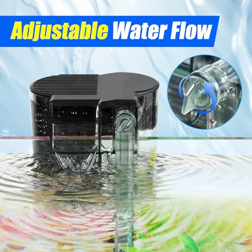 Image of AQUANEAT Aquarium Hang on HOB Power Filter 5 Gallon Rimless Small Fish Tank Filter 90GPH (up to 5Gal)
