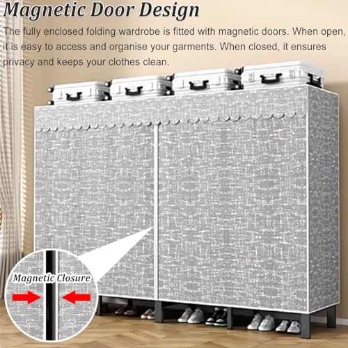 Estante de metal plegable y resistente con 4 pies estables para dormitorio 5