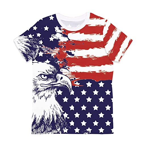 Image of Deerose Kids Striped Shirts Short Sleeve Boy Girls July 4th Patriotic Tee Top 3-14 Years