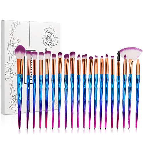 LDYS Makeup Brush 20pcs Foundation Eyeshadow Foundation Premium Synthetic Foundation Blush Concealer Liquid Eyeshadow Makeup Brush (Rose Gold) (Blue)