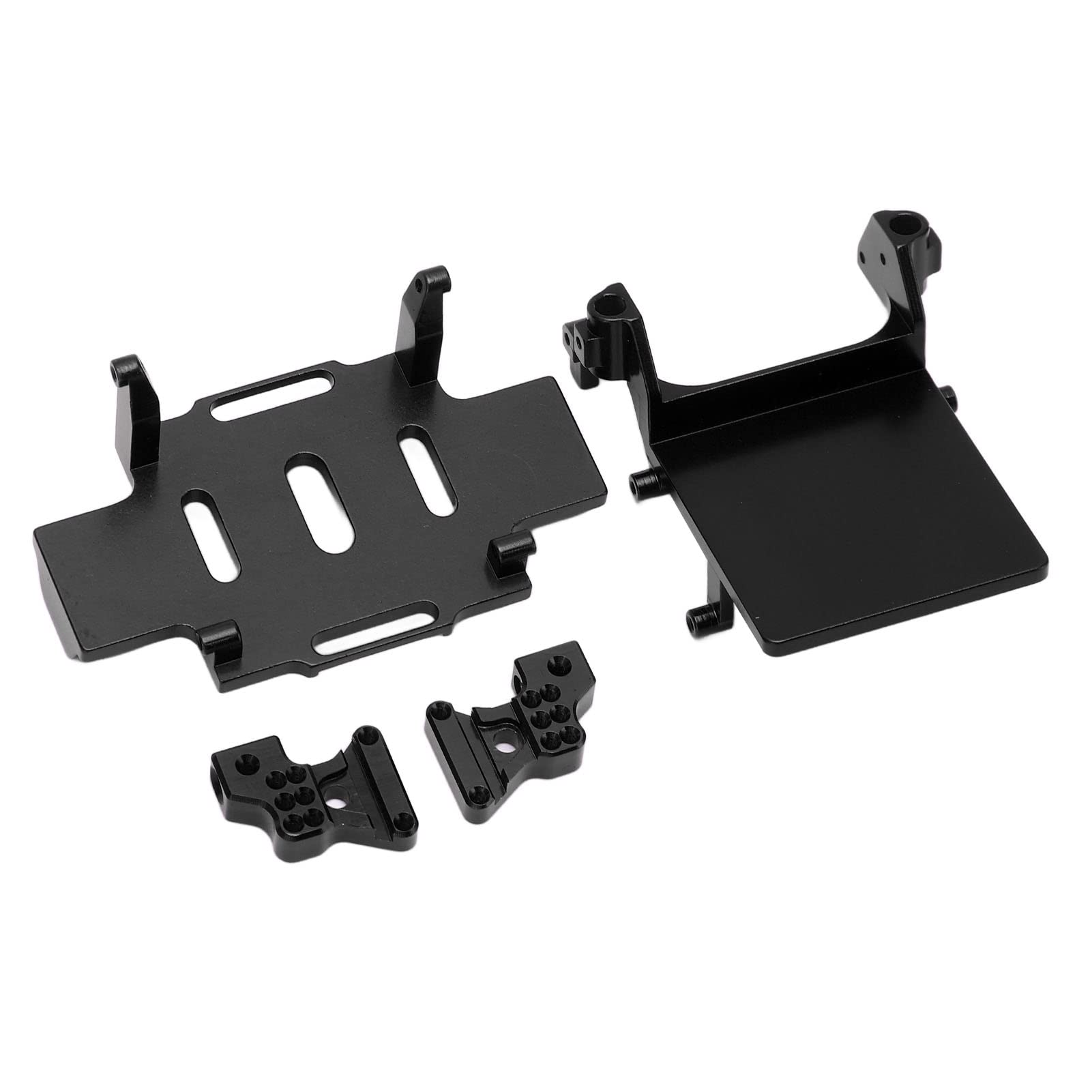 Zestaw tacy na baterie, tylna wieża uderzeniowa RC, stop aluminium, taca akumulatora z uchwytem ESC, tylna wieża uderzeniowa, akcesoria RC do samochodu SCX24 1/24 RC (czarny)
