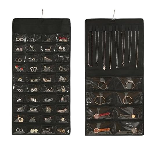 48 Pockets Double Sided Hanging Jewelry Organizer - Storage Bag for Earrings Necklaces & More