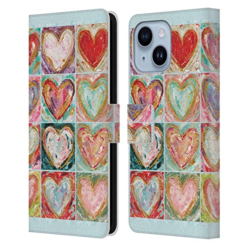 Étui portefeuille iPhone 14 Plus Haley Bush Coeurs Peinture sous Licence Head Case Designs