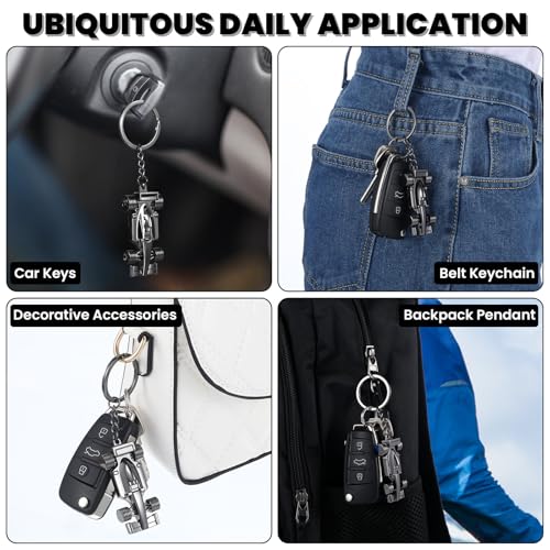 Quilax F1 Keychain for Men, Alloy Car Model Keychain, Metal Formula One Keyring Racing Car Key Chain, Formula 1 Race Cars Key Holder Accessories for Boyfriend Father Racing Enthusiasts Gifts (Black)