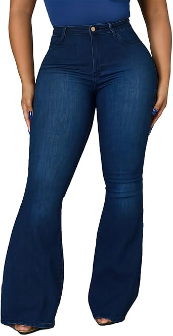 BubFee Women Bell Bottom Jeans Flared Stretchy Jean Denim Pants