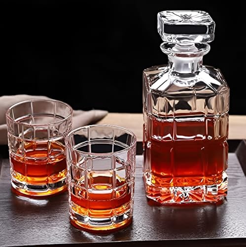 Image of Elegant Whiskey Decanter Set with Glass 7 pc for Men & Women, 850 Ml Whiskey Crystal Liquor Drinking Decanter Gift for Alcohol Lover (MV-04)