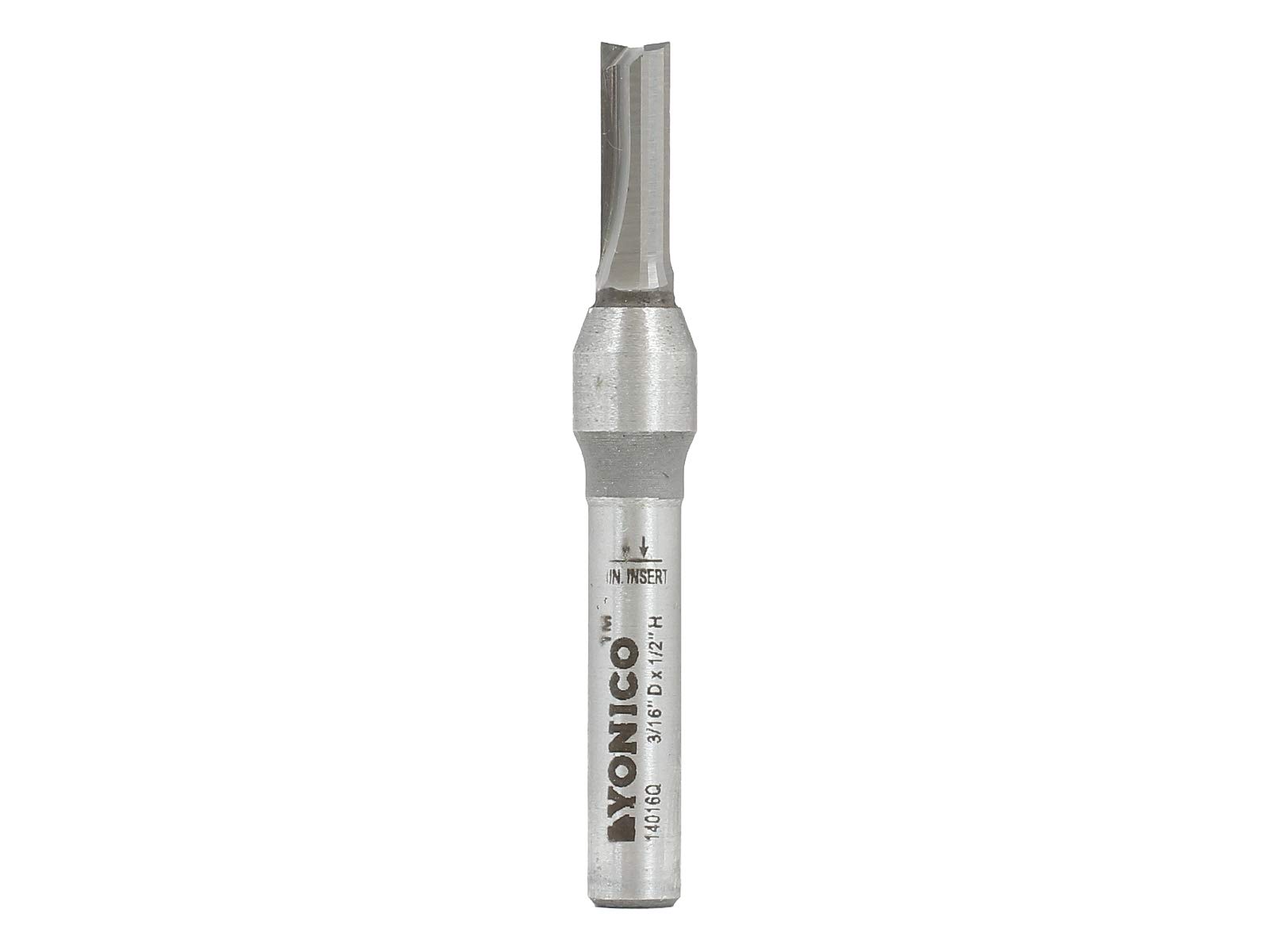 Yonico Grain/Silver 14016Q 3/16-Inch Diameter Solid Carbide Insert Straight Router Bit 1/4-Inch Shank