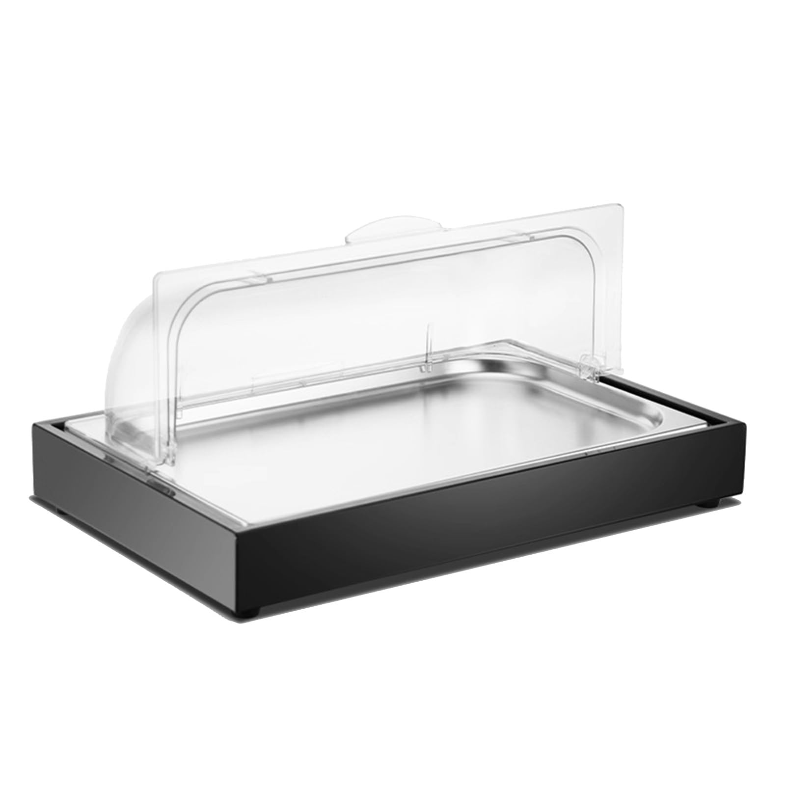 Bandeja transparente enrollable para servir alimentos de hielo, contenedor de buffet de mariscos, plato de exhibición de fiesta para frutas y aperitivos (negro 2 cm/1 rejilla), perfecto para catering