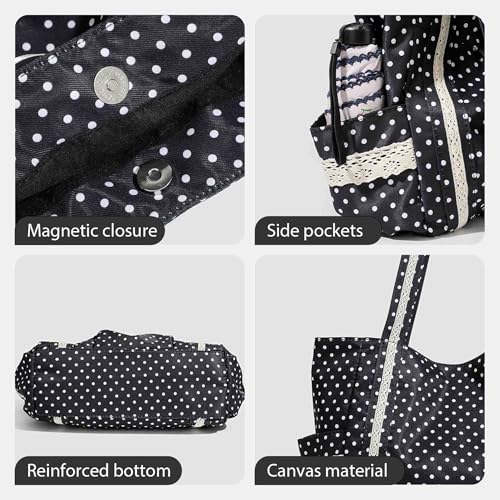 Bolso Tote de Lona con Lunares miniatura 5
