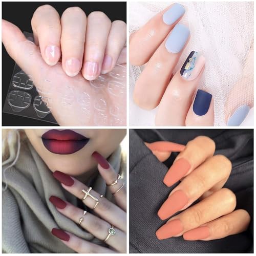 Image of COSTICA 8 Sheets Double-Sided Nail Jelly Sticker Waterproof Breathable Glue Tabs Jelly Glue Adhesive Tabs Super Sticky Fake Nail Glue Stickers for Manicure(8 Sheets 192 pcs, 6.2 cm