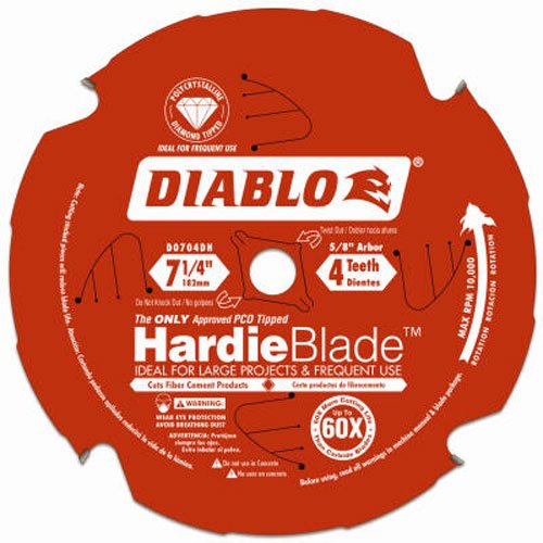 Freud D0704DH Diablo 7-1/4-Inch-by-4-Tooth Polycrystalline Diamond Tipped TCG Hardie Fiber Cement Saw Blade