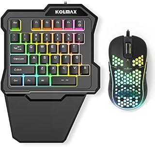 KOLMAX K35 One Handed Gaming Keyboard and Mouse Combo,RGB Backlit 35 Keys Portable Mini Gaming Keypad with Ergonomic Wrist Rest,USB Wired Gaming Mouse with Game Controller for PC Gamer
