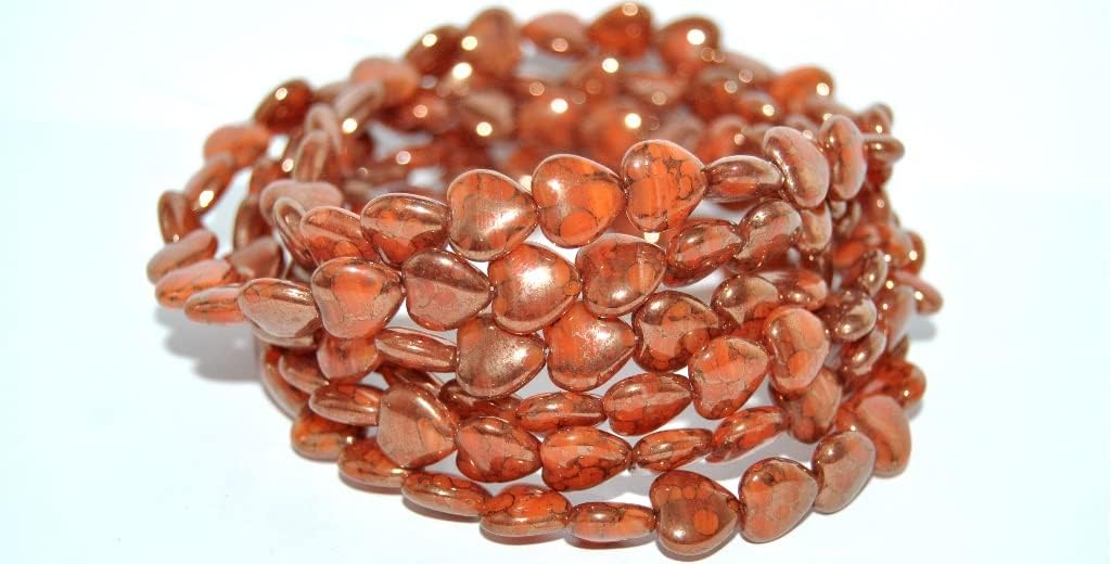 150 pcs Heart Pressed Glass Beads, Black 29900 (23980 29900), Glass, Czech Republic, Size 10 mm (0.39 in)