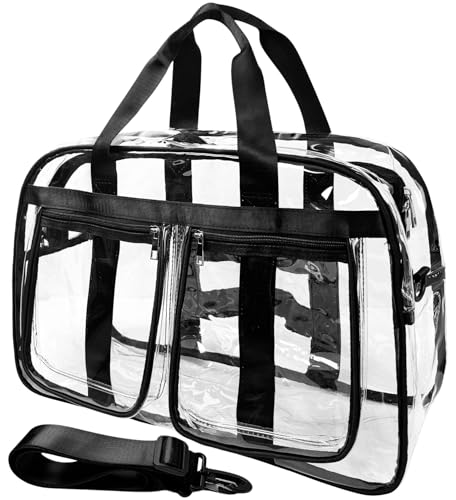 Mewcho Large Clear Tote Bag 20” for Duffle, Clear Beach Bag for Travel Work, Big Transparent See Through Plastic Bags for Gym Toiletry Makeup Organizer