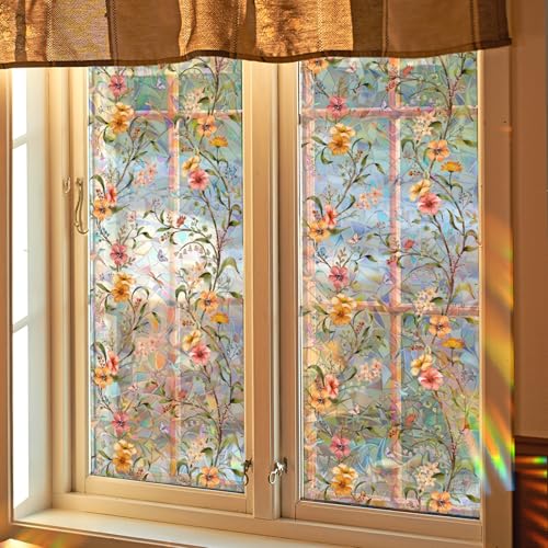 Vinilo Decorativo para Ventana con Flores Naranja 15.74x39.37 in miniatura 5