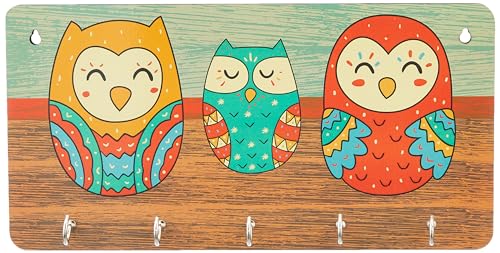 Amazon Brand - Solimo Wooden Owl Family Key Stand for Wall | 5 Hooks (B0CRZ1DKQW) Amazon Price History, Amazon Price Tracker
