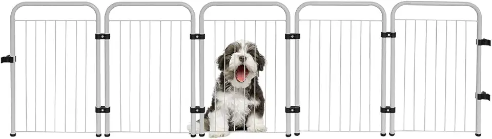 Cercado Pet Dobrável Portátil 5 Modulos Segurança Branco