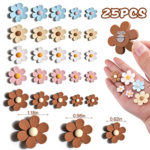25 Pieces Flower Fridge Magnets, Mini Daisy Refrigerator Magnets Cute Magnets For Locker Whiteboards Home Office Decor #TOP6