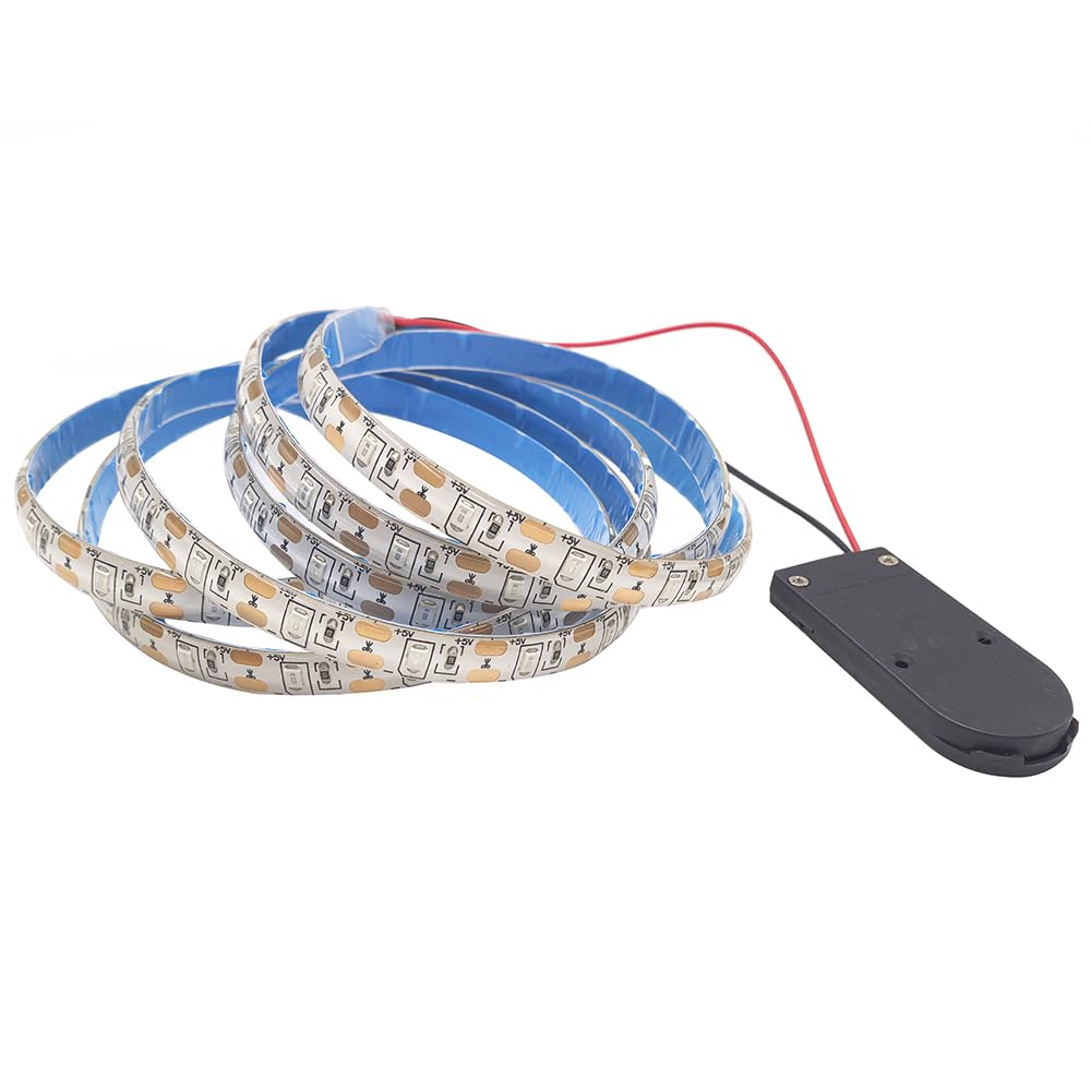 Vrabocry Button Battery Powered LED Strip Light 2835 SMD 1M DC5V 60LEDs/m Yellow Waterproof IP65 Flex led Tape Lights Home Decoration