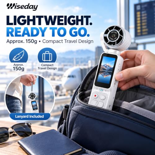 2-in-1 Handheld Pocket Camera & Cooling Fan,180° Rotating Lens Vlogging Cam - image 7
