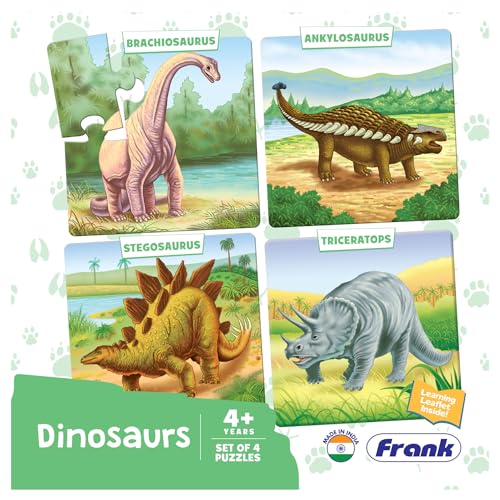 Image of Frank Dinosaurs Animal Kingdom - A Set of 4 Jigsaw Puzzle for Kids Above 4+ Years - Fun & Challenging Brain Booster Games - Educational Puzzle for Focus and Memory - 11602