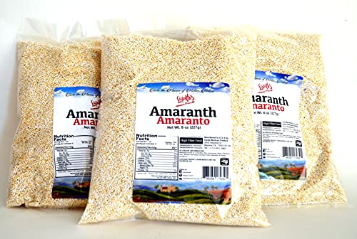 Lupitas Brand 3 pack Popped Amaranth (Amaranto) 8 oz 226 gr bags (24 oz, 678 gr total) perfect for cereal or to create Mexican 'alegrias'