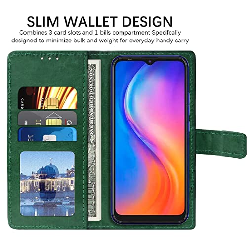 Image of Flip Cover Back Case for Tecno Spark Go (2020) | Premium Leather Finish | Inbuilt Pockets & Stand | Flip Cover Back Case for Tecno Spark Go (2020) (Green)