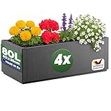 CASARIA® 4X Jardinera Rectangular Exterior 80L 80x36x35cm Macetero Grande Maceta Decoración Flores Resistente Intemperie Jardín Terraza Antracita