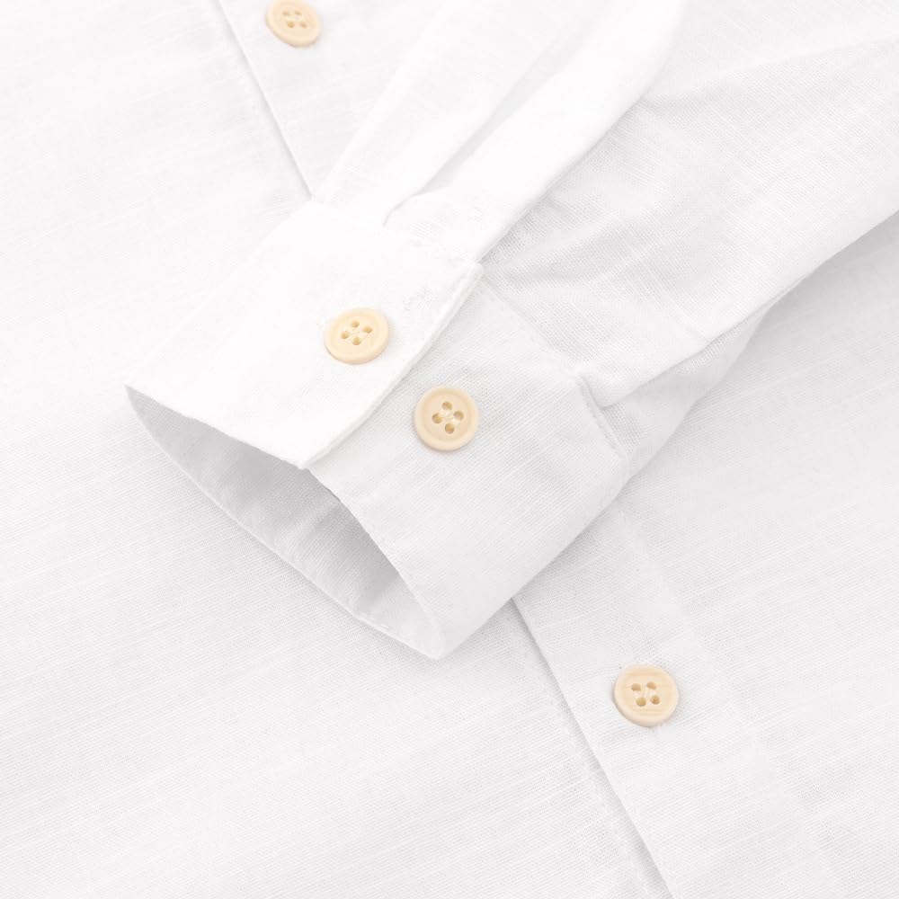 Spring&Gege Boys' Long Sleeve Linen Textured Button Down Shirts Summer Beach Shirt Soild - Image 7