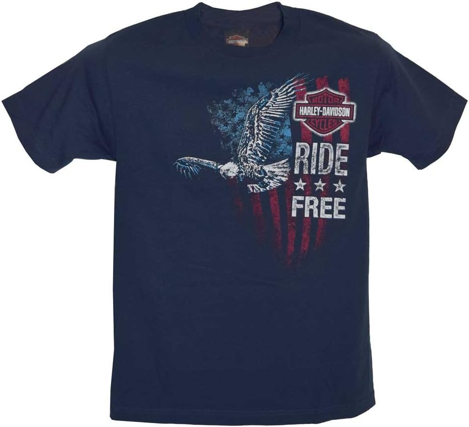 Harley-Davidson Men's T-Shirt, Ride Free American Flag Tee, Navy 30293461