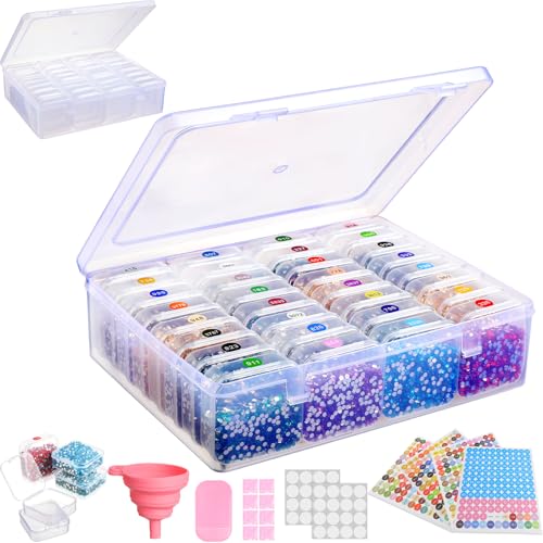 Willinglong 1 Tier Diamond Painting Storage Container, 30 Slots Portable Bead Organizer Box with Diamond Art Accessories and Tools for DIY Craft Jewelry Bead Storage (Pink)