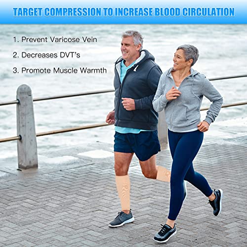 Atento 4 Pairs Calf Compression Sleeves For Women & Men - Wide Leg Footless Sleeve Compression Socks For Fitness -Support And Relief For Shin Splints, Varicose Veins, Sore Muscles + Joints, Strains (Xx-Large, Nude) #TOP5