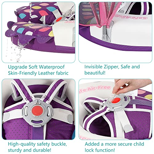 Upgrade Add Tail Mambobaby Float with Canopy for Infant Waist Swimming Ring Swim Trainer Non-Inflatable Floats Toys with Adjustable Safety Strap (Pink - Colorful Fish) - Thumbnail 3