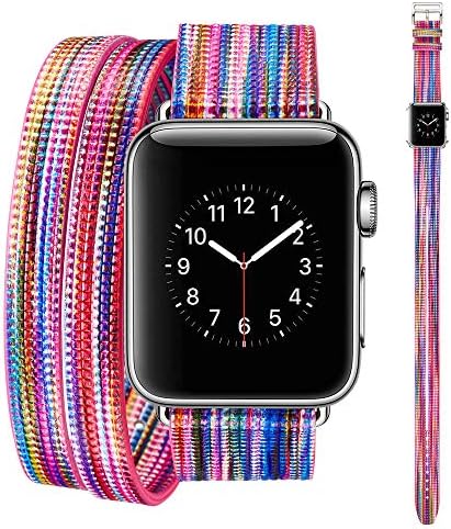 Bracelet Compatible for_Apple Watch Band 38mm_42mm Watch Strap Genuine Leather Replacement Band Compatible with Apple Watch Series 4 Series 3 Series 2 Series 1 Sport and Edition (D, 38)