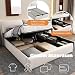Rtopsu Polsterbett Doppelbett 140x200 cm mit 3 Stauraum Schubladen, Bett mit Stauraum und Kopfteil, Stauraumbett mit Hydraulische Metallrahmen und Lattenrost aus Holz, Samt, Beige, Ohne Matratze