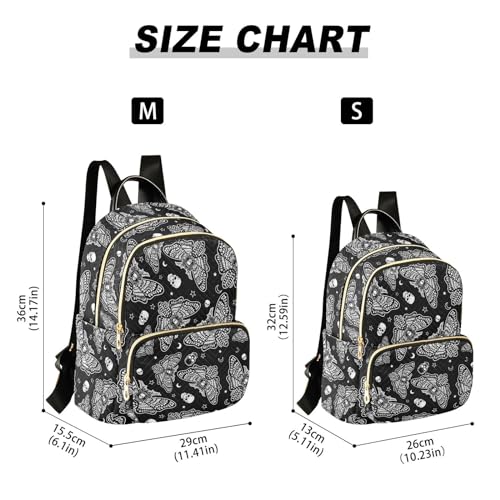 Image of Gothic Gothic Skull Moth Mini Backpack Fashion Backpack Purse for Women,Handbag Shoulder Bag Casual Daypack, Ladies Gift for College Work (M)