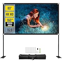 VEVOR Leinwand mit Ständer, 80 Zoll, tragbare Projektorleinwand, 16:9, 4K, HD, Weitwinkel, Outdoor-Projektor, Leinwandständer, einfache Montage, mit Aufbewahrungstasche für Zuhause, Büro, Außenbereich