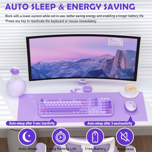 Image of MOFII Keyboard and Mouse Wireless, 104 Keys Lovely Cute Colorful Typewriter