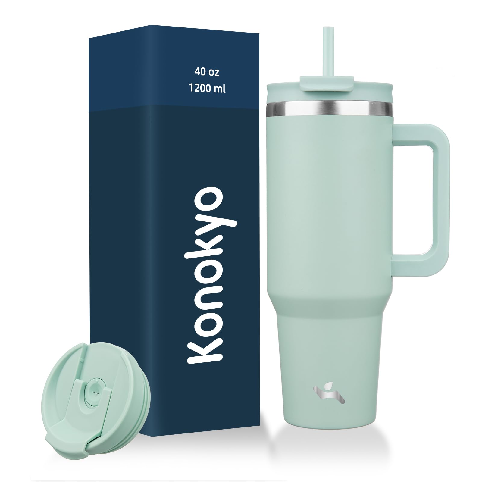 Konokyo 40 oz Insulated Tumbler Water Bottle with Handle, Straw Lid