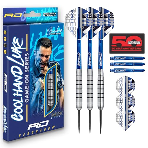 RED DRAGON Luke CoolHand Humphries Game On Series 20g Stahlspitze Satz mit Dart Flüge und...