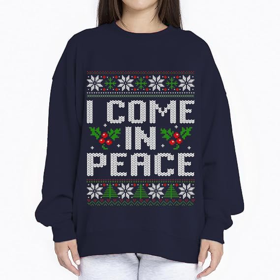 fresh tees I Come In Peace Couple Matching Ugly Christmas Sweater Sweatshirt for Men/Women3