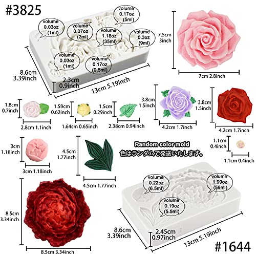 Large Rose And Peony Flower Fondant Silicone Molds 2 In Set For Sugarcraft, Cake Decoration, Cupcake Topper, Jewelry Resin Casting, Soap Making #TOP2
