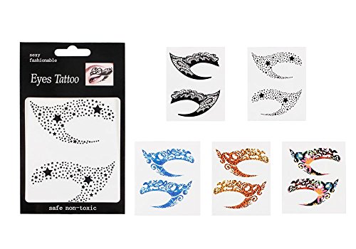 12 Pcs Temporary Eye Tattoo Transfer Eyeshadow Stickers Eyeliner Makeup Accessory