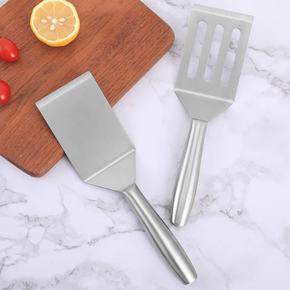 Stainless Steel Spatula Pancake Turner Metal Griddle Flipper Cooking Spatula Steak Shovel Frying Spatula Scraper for Bbq Grill Flat Top Cooking (Color : Silver 2, Size : 26.8X7.5X3CM)