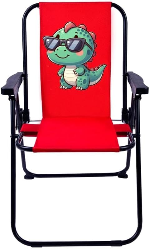 EXENT Baby Dinazor 2-6 Yaş LÜX Çocuk Piknik Sandalyesi-Mini Kamp Sandalyesi-KIRMIZI